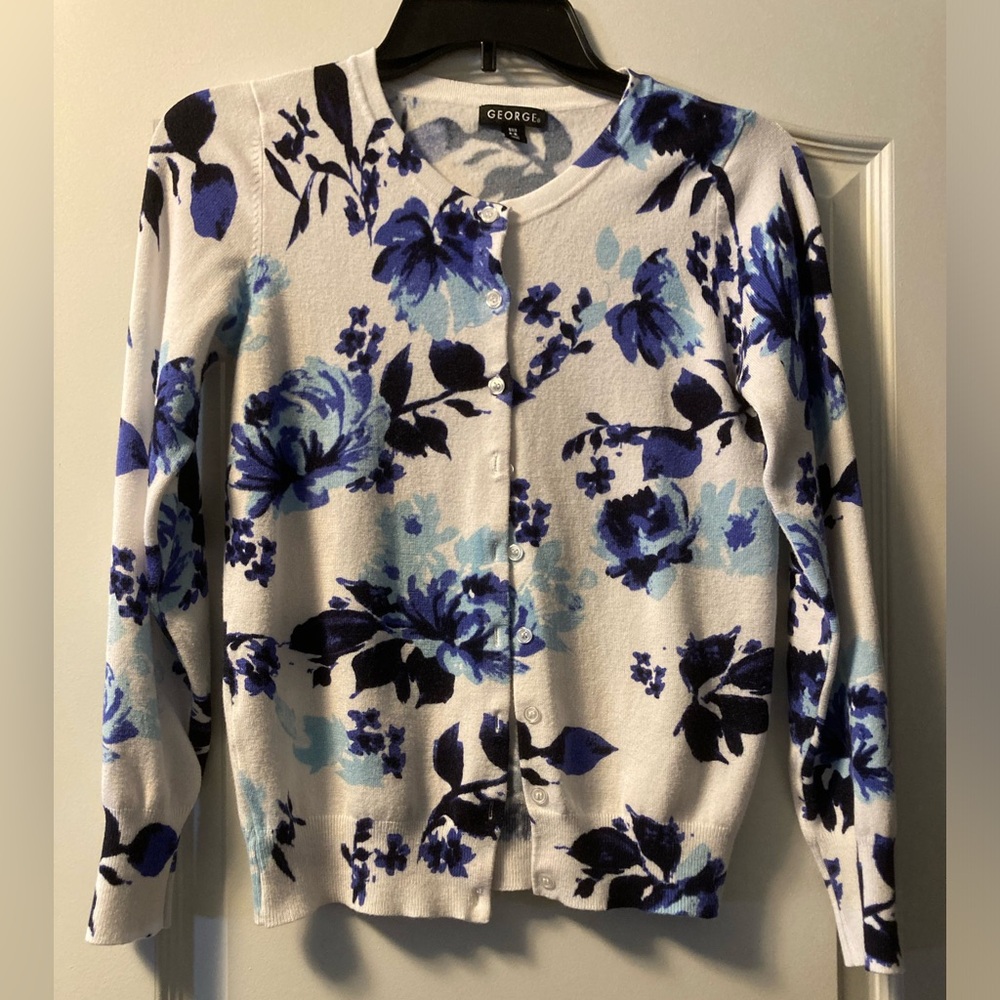 George Floral Print Cardigan Sweater size small 4-6